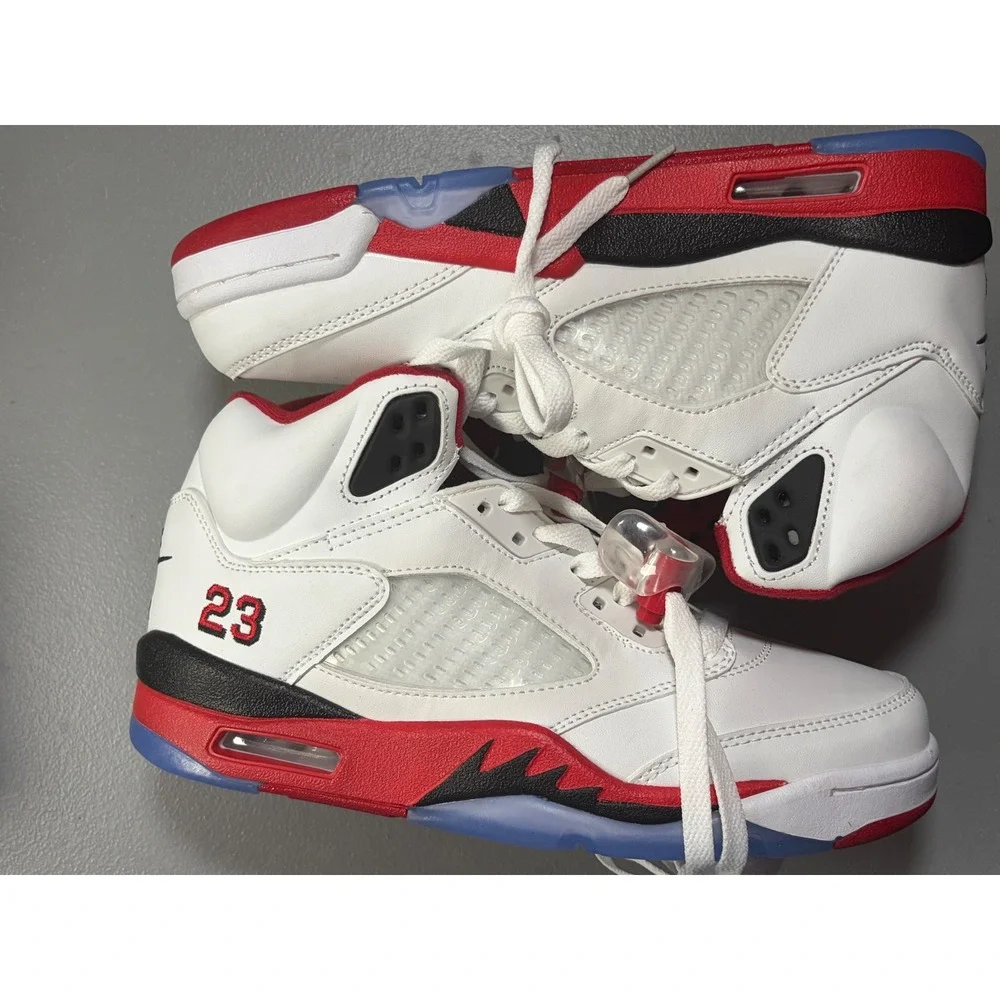 Nike Air Jordan 5 Retro Fire Red Mens Size 7 White Black Red Basketball Shoes
